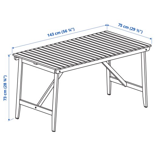 ASKHOLMEN, table and 4 chrairs/foldable/outdoor, 143x75 cm, 295.753.18