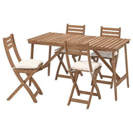 ASKHOLMEN, table and 4 chrairs/foldable/outdoor, 143x75 cm, 295.753.18