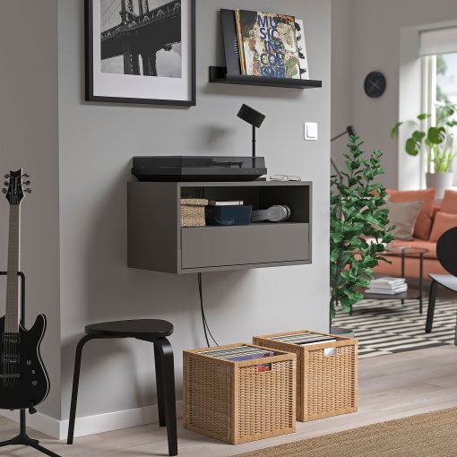 EKET, wall mounted media shelf with rail, 70x35x35 cm, 295.809.75