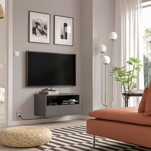 EKET, wall mounted media shelf with rail, 70x35x35 cm, 295.809.75