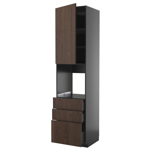 METOD/KNIVSHULT, high cabinet for oven with door/3 drawers, 60x60x240 cm, 295.879.67