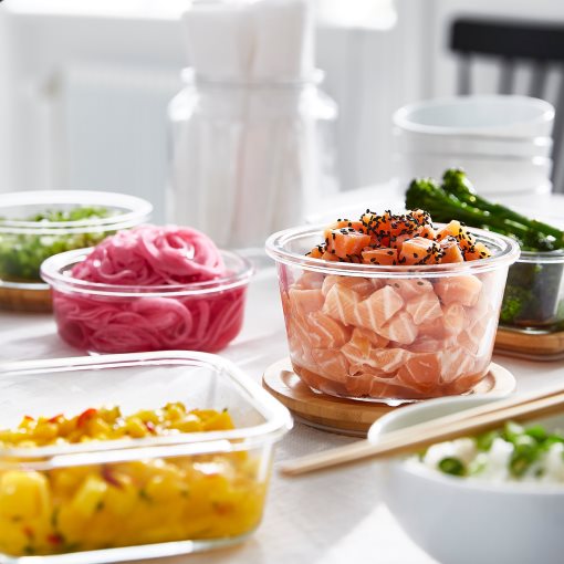 IKEA 365+, δοχείο αποθήκευσης τροφίμων στρογγυλό/γυαλί, 600 ml, 303.591.96