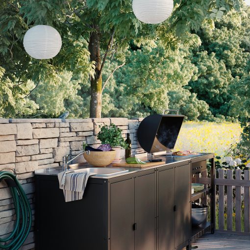 GRILLSKÄR, charcoal barbecue with cabinet outdoor, 86x61 cm, 304.714.47