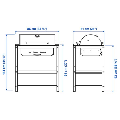 GRILLSKÄR, charcoal barbecue with cabinet outdoor, 86x61 cm, 304.714.47