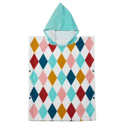 BUSENKEL, bath poncho with hood/harlequin pattern, 70x55 cm, 305.204.24