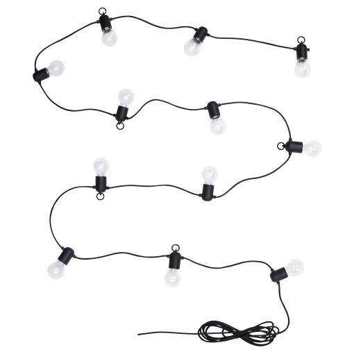 SVARTRÅ, lighting chain/12 lights with built-in LED light source/outdoor, 305.218.00