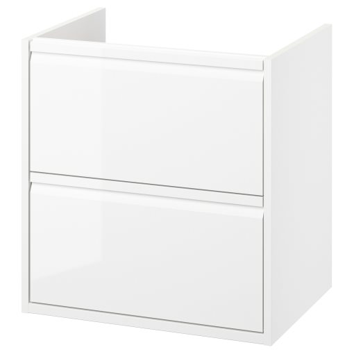 ANGSJON, βάση νιπτήρα με συρτάρια/γυαλιστερό, 60x48x63 cm, 305.350.86