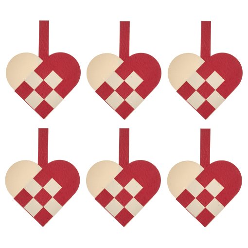 VINTERFINT, hanging decoration/heart-shaped, 6 pack, 305.609.00