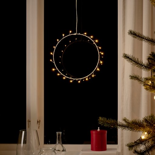 STRÅLA, pendant lamp with built-in LED light source/ring shaped/battery-operated, 27 cm, 305.632.58