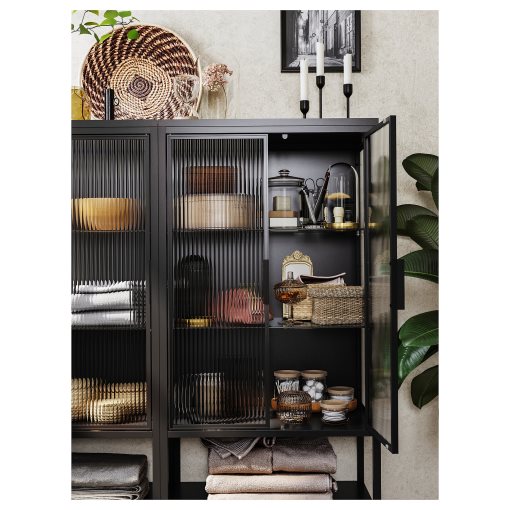 MOSSJÖN, glass-door cabinet with 2 doors, 60x34x146 cm, 305.643.33