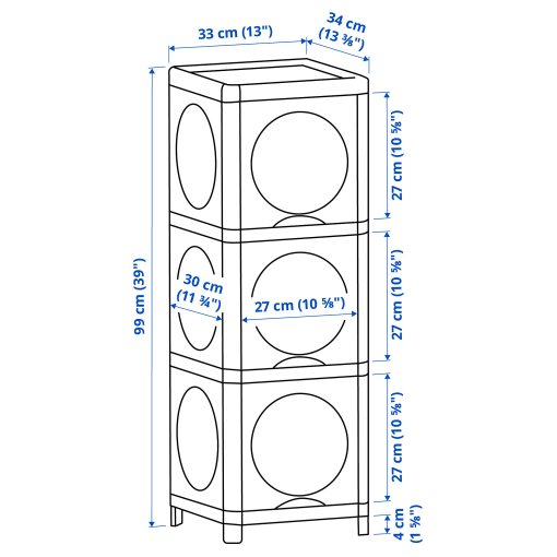 IVÖSJÖN, cabinet with doors, 33x34x99 cm, 305.690.95