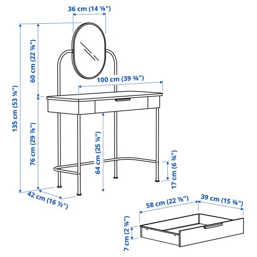 GRÅFJÄLLET, dressing table, 100x42 cm, 305.702.25