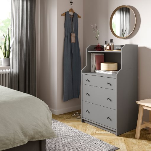 HAUGA, chest of 3 drawers with shelf, 70x46x116 cm, 305.815.25