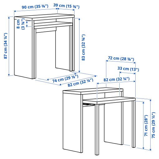 LÄNGDHOPP, pull-out desk, 90x39/71 cm, 305.870.80