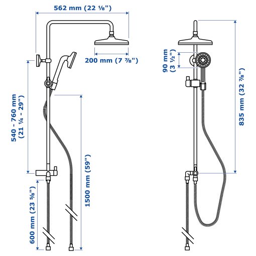 VOXNAN, head/handshower kit with diverter, 306.082.09