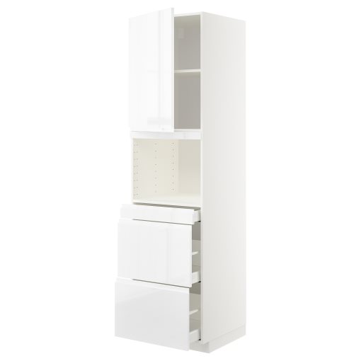 METOD, high cabinet for microwave combi with door/3 drawers, 60x60x220 cm, 394.599.88
