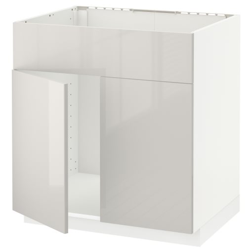 METOD, base cabinet for sink with 2 doors/front, 80x60 cm, 394.623.06