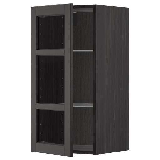 METOD, wall cabinet with shelves/glass door, 40x80 cm, 394.639.85