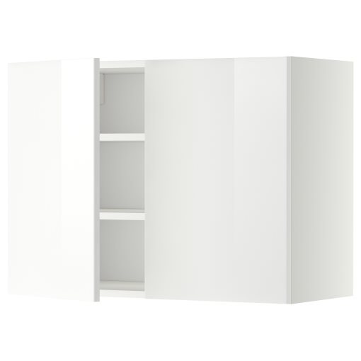 METOD, wall cabinet with shelves/2 doors, 80x60 cm, 394.670.35