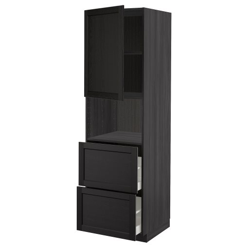 METOD/MAXIMERA, high cabinet for microwave with door/2 drawers, 60x60x200 cm, 394.671.39