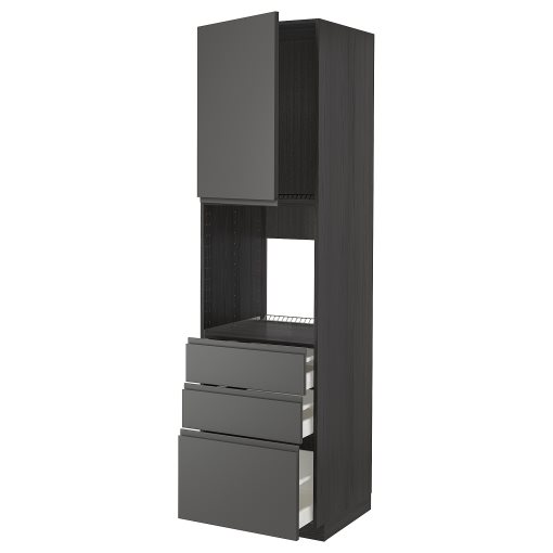 METOD/MAXIMERA, high cabinet for oven with door/3 drawers, 60x60x220 cm, 394.682.85