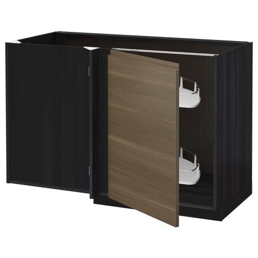 METOD, corner base cabinet with pull-out fitting, 128x68 cm, 394.691.00