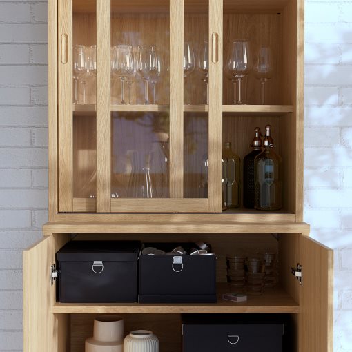 TONSTAD, storage combination with sliding glass doors, 82x201 cm, 395.150.55