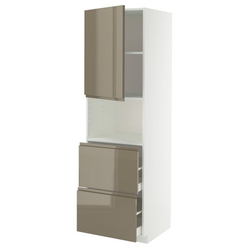 METOD, high cabinet for microwave with door/2 drawers, 60x60x200 cm, 395.766.14