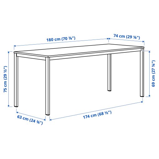 VIHALS, τραπέζι και 6 καρέκλες, 180x74 cm, 396.067.91
