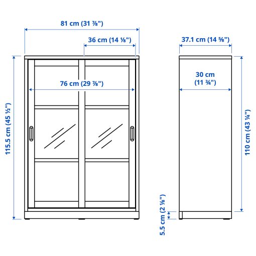 TONSTAD, cabinet with sliding glass doors, 81x37x116 cm, 404.888.95
