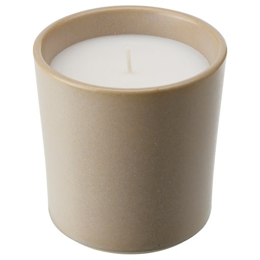 JÄMLIK, scented candle in ceramic jar/Vanilla, 50 hr, 405.021.94