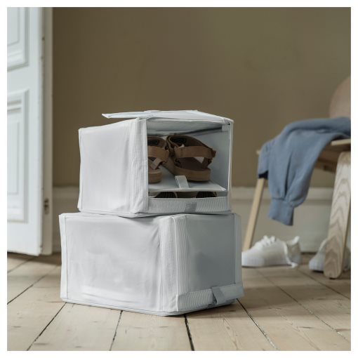 HEMMAFIXARE, κουτί παπουτσιών/ύφασμα ριγέ/ 2 τεμ. 23x34x19 cm, 405.039.14