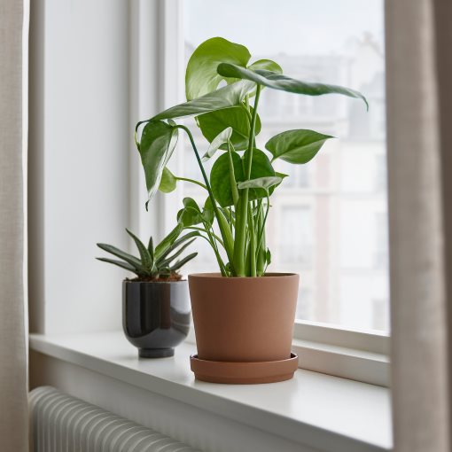 KLARBÄR, plant pot with saucer/in/outdoor, 12 cm, 405.084.26