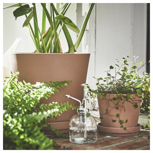KLARBÄR, plant pot with saucer/in/outdoor, 12 cm, 405.084.26