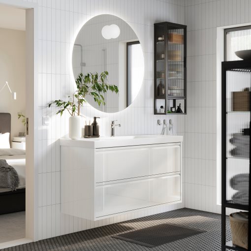 ANGSJON, wash-stand with drawers/high-gloss, 120x48x63 cm, 405.350.95