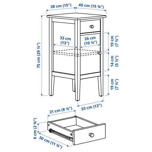 GULLABERG, bedside table with 1 drawer and door, 38x40x75 cm, 405.617.63