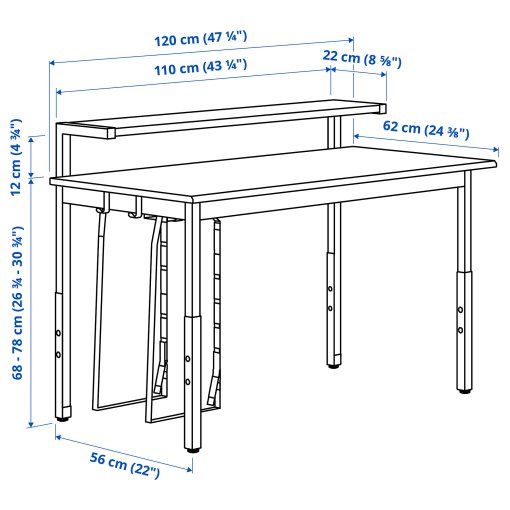UTVISNING, gaming desk with shelf, 120x60 cm, 405.864.00