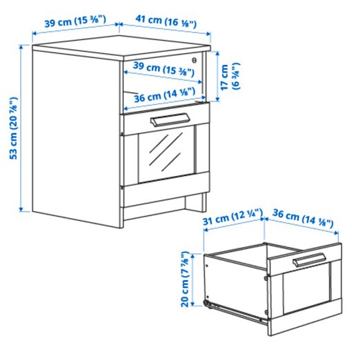 BRIMNES, bedside table, 39x41 cm, 405.982.57