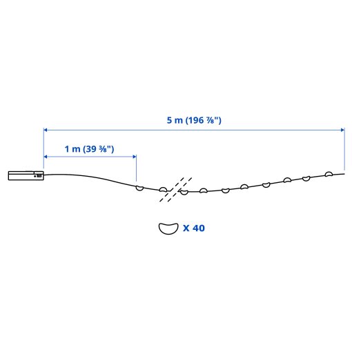 STRÅLA, γιρλάντα με ενσωματωμένο φωτισμό LED/40 λαμπτήρες/λειτουργία με μπαταρία, εξωτερικού χώρου, 405.991.86