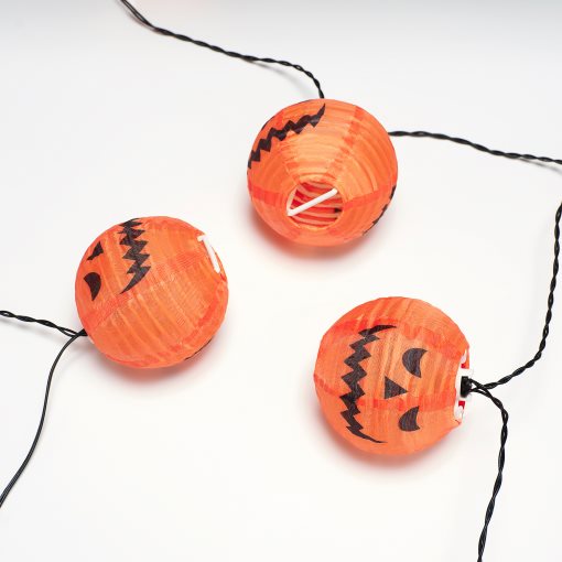 KUSTFYR, γιρλάντα με ενσωματωμένο φωτισμό LED/12 λαμπτήρες/κολοκύθα/λειτουργία με μπαταρία εξωτερικού χώρου, 406.054.51