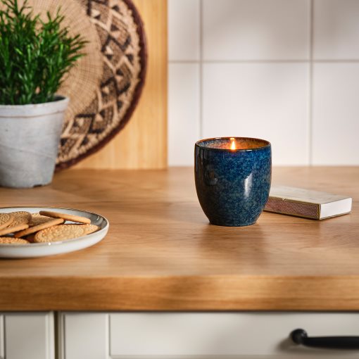 PÄRLHÖNA, scented candle in ceramic jar/Bergamot & white tea, 40 hr, 406.115.79