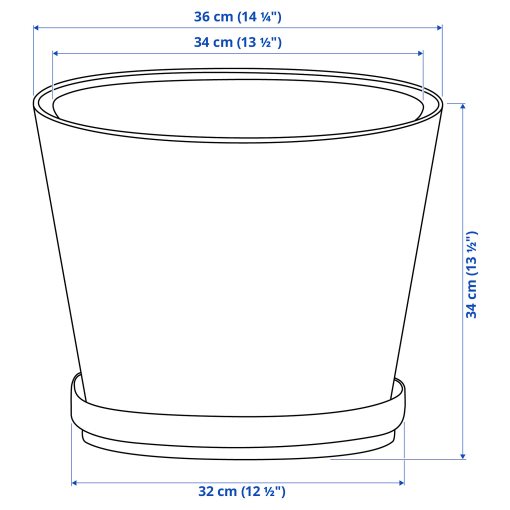 BRUNBÄR, plant pot with saucer/outdoor, 32 cm, 406.120.55
