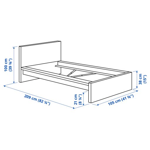 MALM, bed frame/high, 90X200 cm, 490.200.30