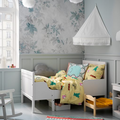 SUNDVIK, extendable bed frame with slatted bed base, 490.460.68