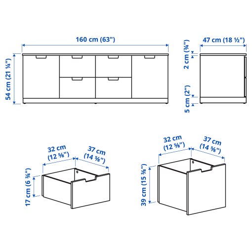 NORDLI, chest of 6 drawers, 160X54 cm, 492.766.29