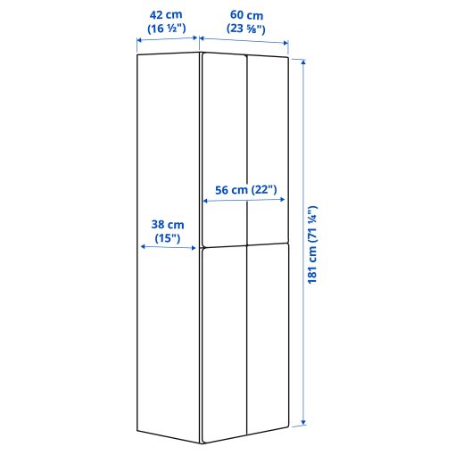 SMÅSTAD, wardrobe with 2 clothes rails, 60x42x181 cm, 493.908.75