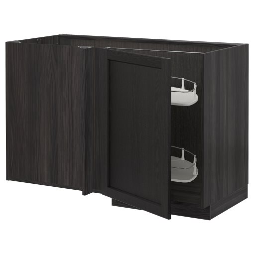 METOD, corner base cabinet with pull-out fitting, 128x68 cm, 494.572.34