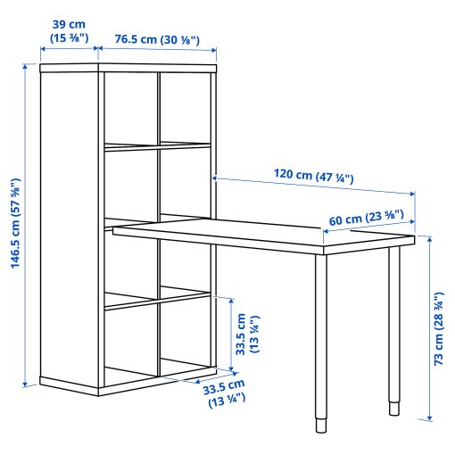 KALLAX/LAGKAPTEN, σύνθεση γραφείου, 77x159x147 cm, 494.816.58
