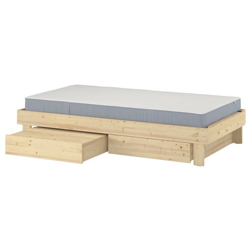 GLAMBERGET, bed frame with storage and mattress, 90x200 cm, 495.684.73