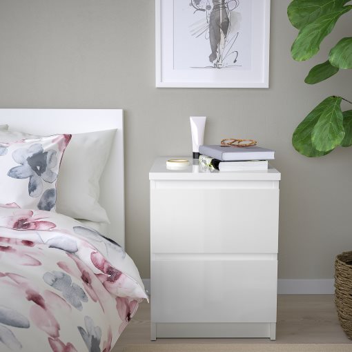 MALM, chest of 2 drawers/high-gloss, 40x55 cm, 503.365.52